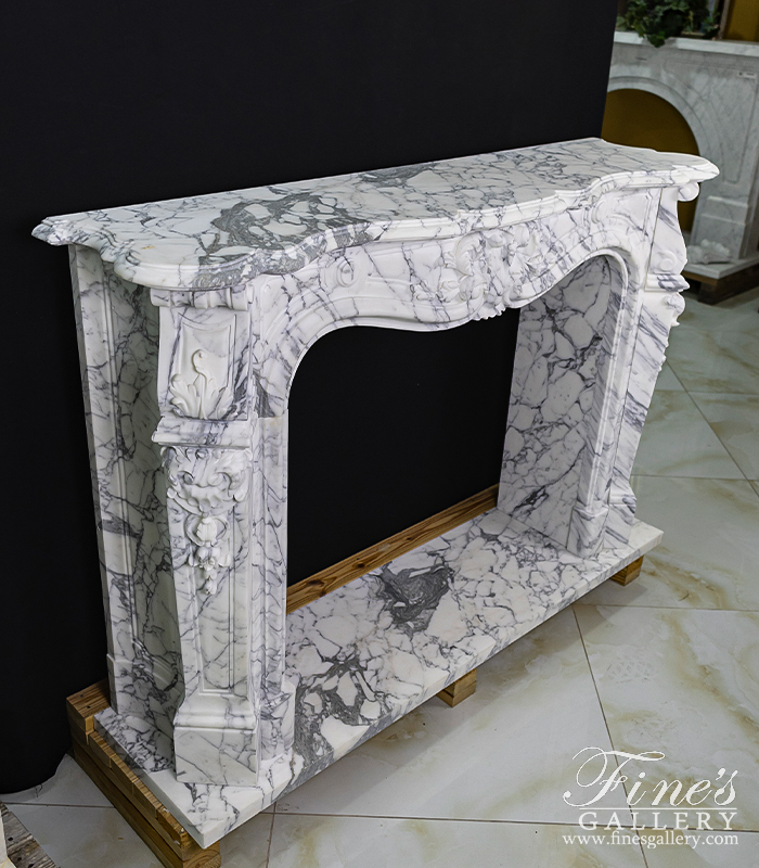 Marble Fireplaces  - Rare Louis XV French Itailan Calacatta Marble Fireplace Mantel - MFP-2444